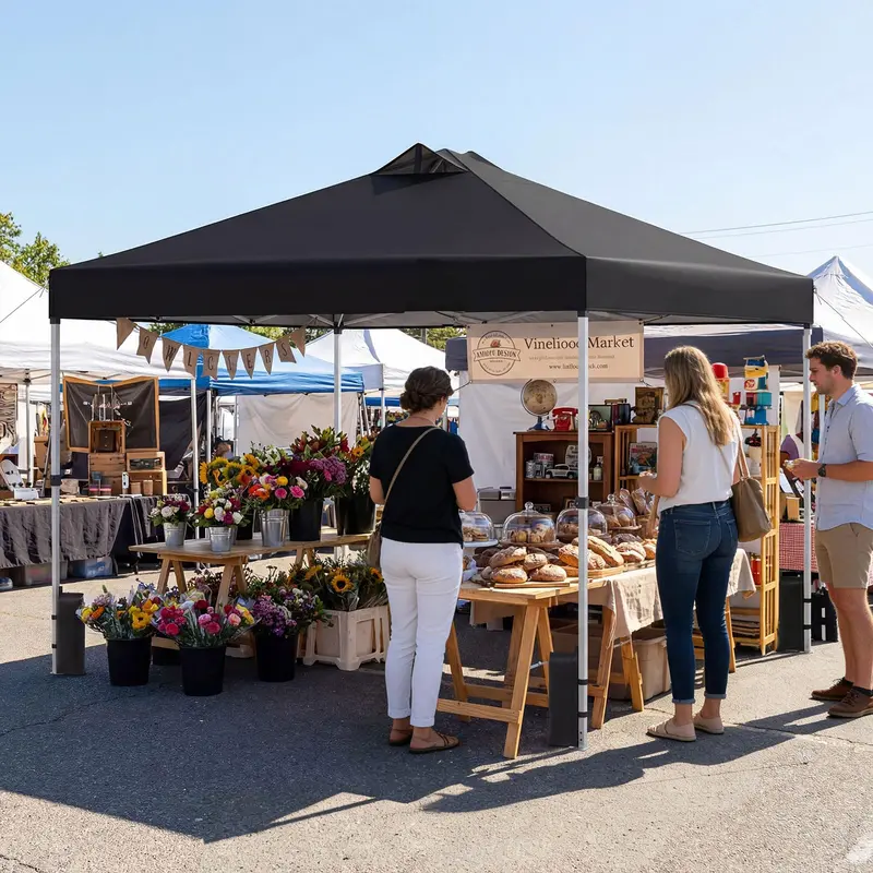 10x10-Foot Pop-Up Canopy Tent with One-Touch Setup, Sandbags & Convenient Roller Bag
