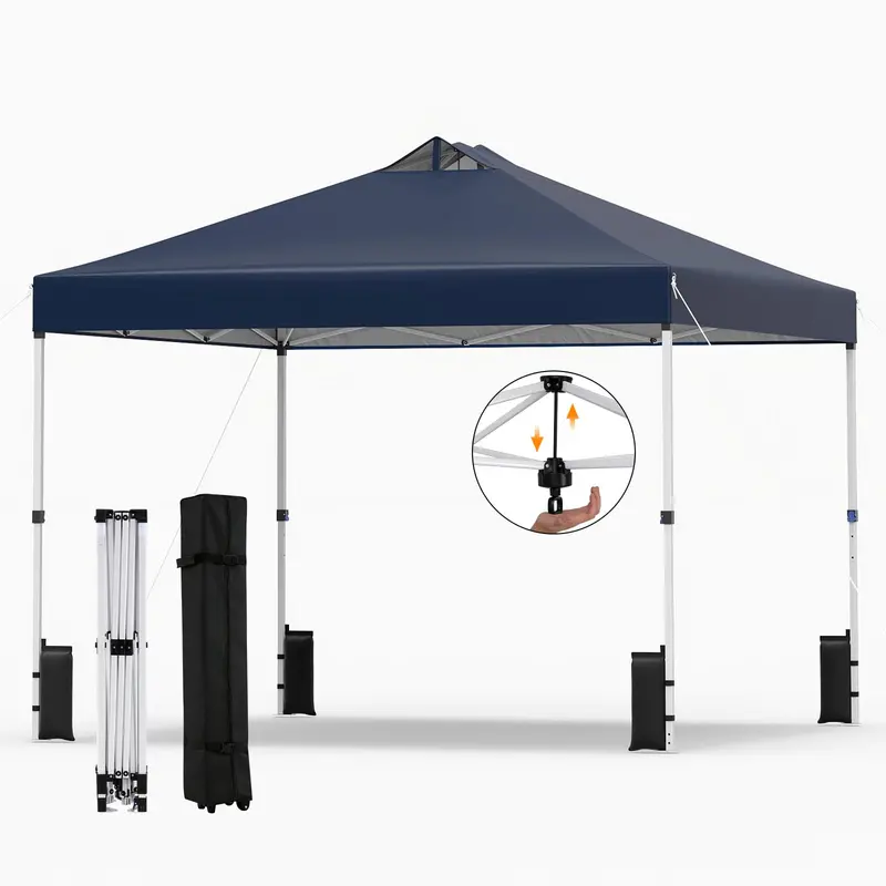 10x10-Foot Pop-Up Canopy Tent with One-Touch Setup, Sandbags & Convenient Roller Bag