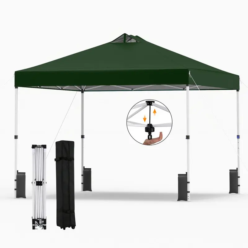 10x10-Foot Pop-Up Canopy Tent with One-Touch Setup, Sandbags & Convenient Roller Bag