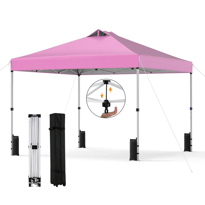 10x10-Foot Pop-Up Canopy Tent with One-Touch Setup, Sandbags & Convenient Roller Bag