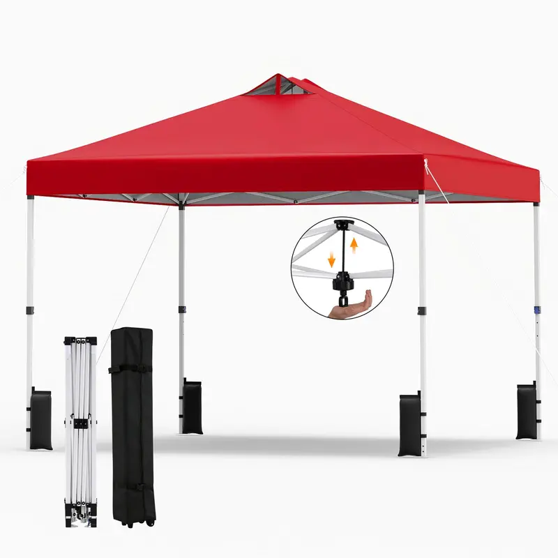 10x10-Foot Pop-Up Canopy Tent with One-Touch Setup, Sandbags & Convenient Roller Bag