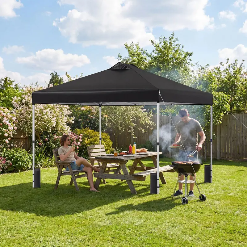 10x10-Foot Pop-Up Canopy Tent with One-Touch Setup, Sandbags & Convenient Roller Bag