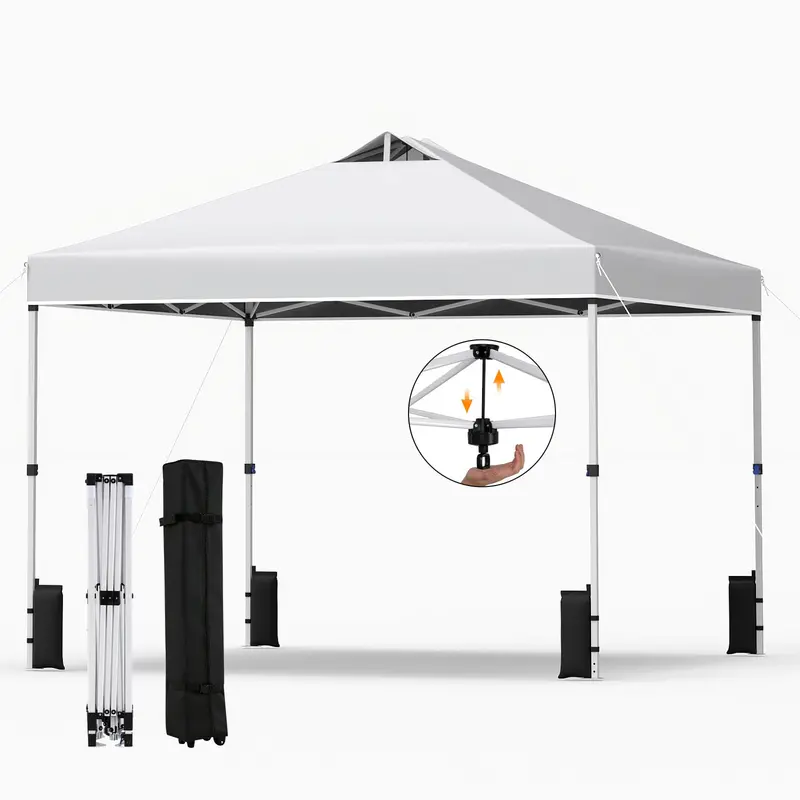 10x10-Foot Pop-Up Canopy Tent with One-Touch Setup, Sandbags & Convenient Roller Bag