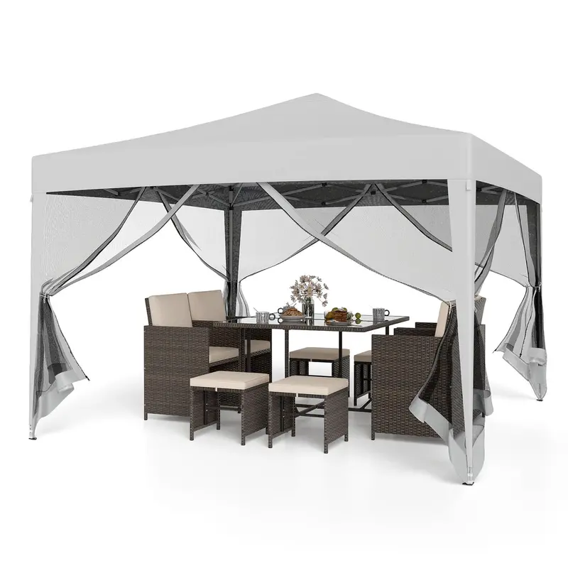 10x10 FT Pop-Up Canopy Tent – Instant Setup Outdoor Shelter with Mesh Panels, Carry Bag & Adjustable Height
