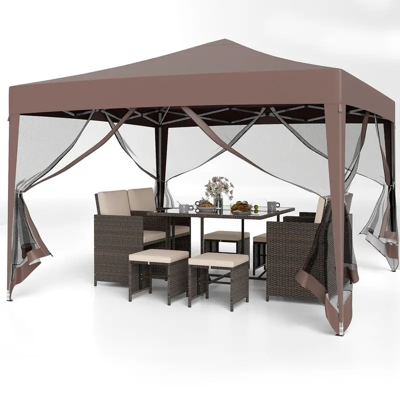 10x10 FT Pop-Up Canopy Tent – Instant Setup Outdoor Shelter with Mesh Panels, Carry Bag & Adjustable Height 2