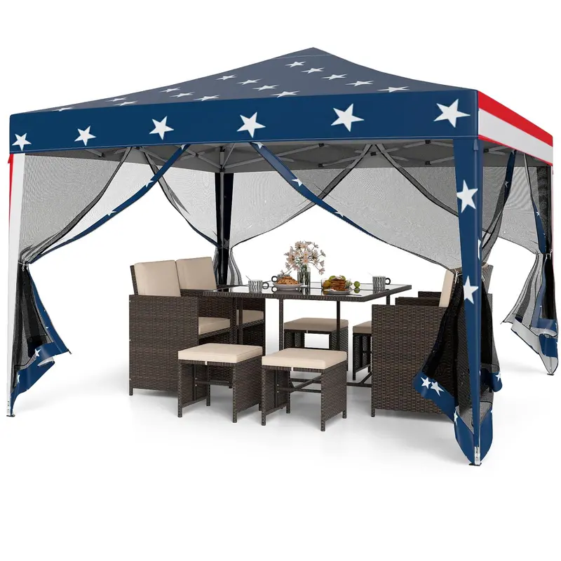 10x10 FT Pop-Up Canopy Tent – Instant Setup Outdoor Shelter with Mesh Panels, Carry Bag & Adjustable Height