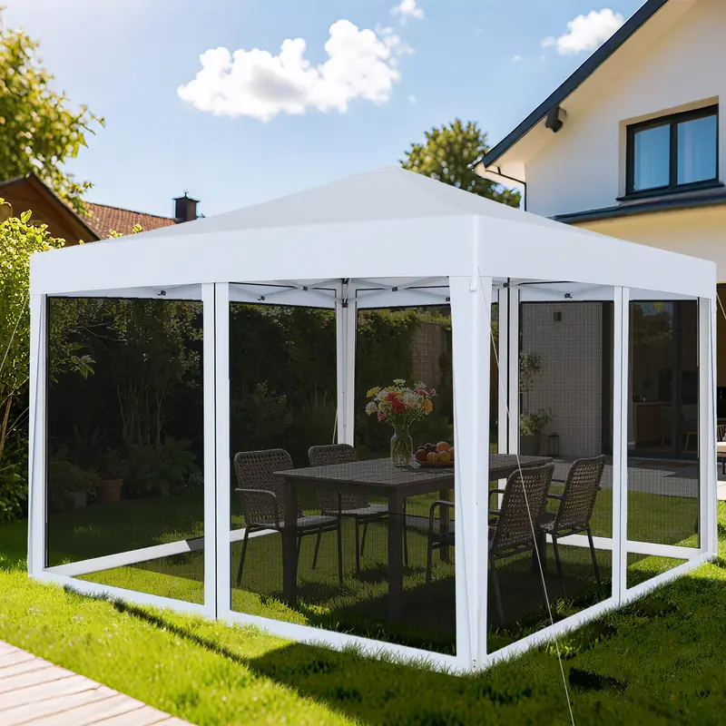 10x10 FT Pop-Up Canopy Tent – Instant Setup Outdoor Shelter with Mesh Panels, Carry Bag & Adjustable Height