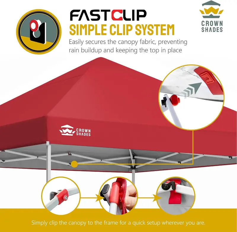 10x10 One-Touch Pop-Up Awning – Silver-Coated Sunshade with Adjustable Height & Sand Anchors