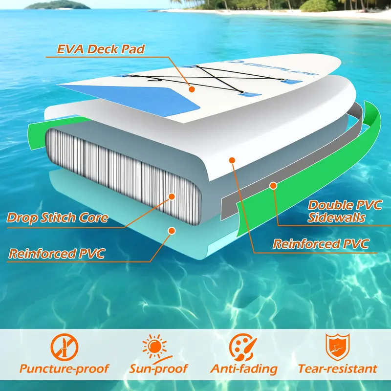 11-Foot All-in-One Inflatable Stand-Up Paddle Board – Features Waterproof Phone Pouch