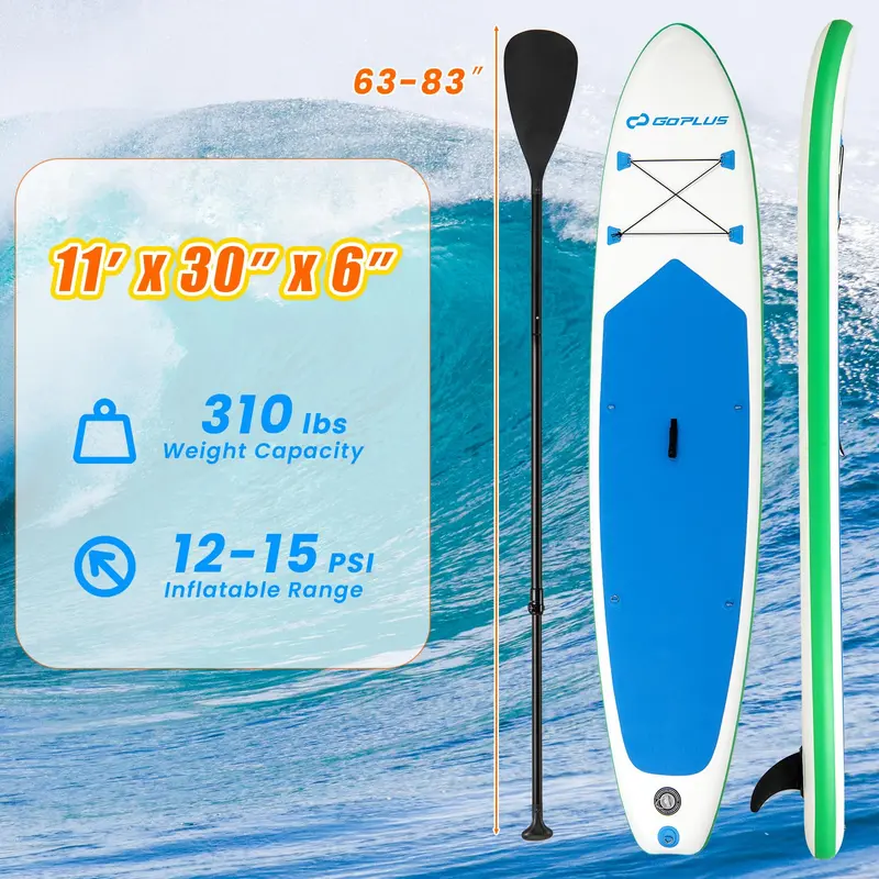 11-Foot All-in-One Inflatable Stand-Up Paddle Board – Features Waterproof Phone Pouch