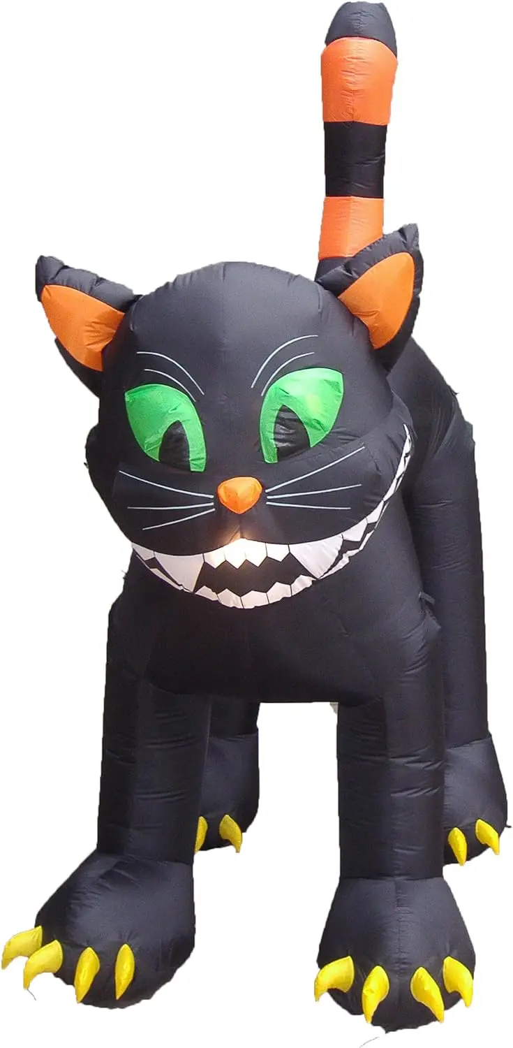 11-Foot Animated Inflatable Black Cat – Halloween Yard Display with Motion Effects