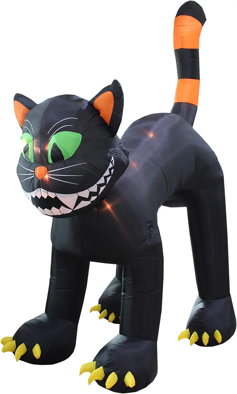 11-Foot Animated Inflatable Black Cat – Halloween Yard Display with Motion Effects