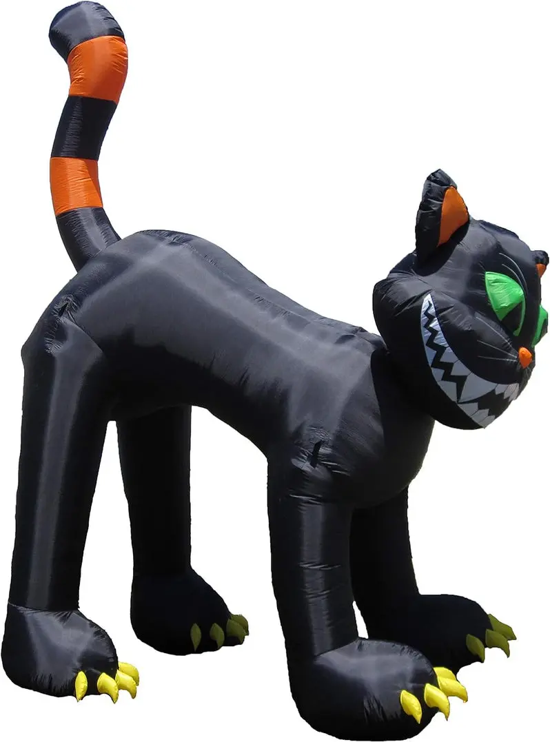 11-Foot Animated Inflatable Black Cat – Halloween Yard Display with Motion Effects