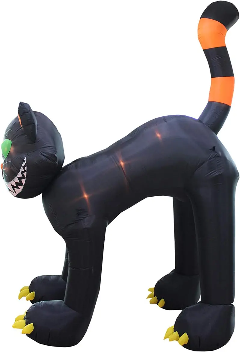 11-Foot Animated Inflatable Black Cat – Halloween Yard Display with Motion Effects