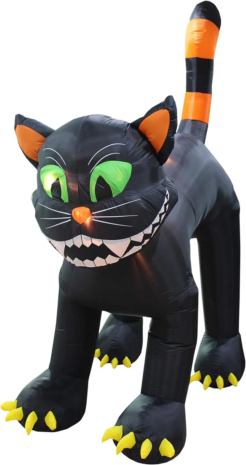 11-Foot Animated Inflatable Black Cat – Halloween Yard Display with Motion Effects