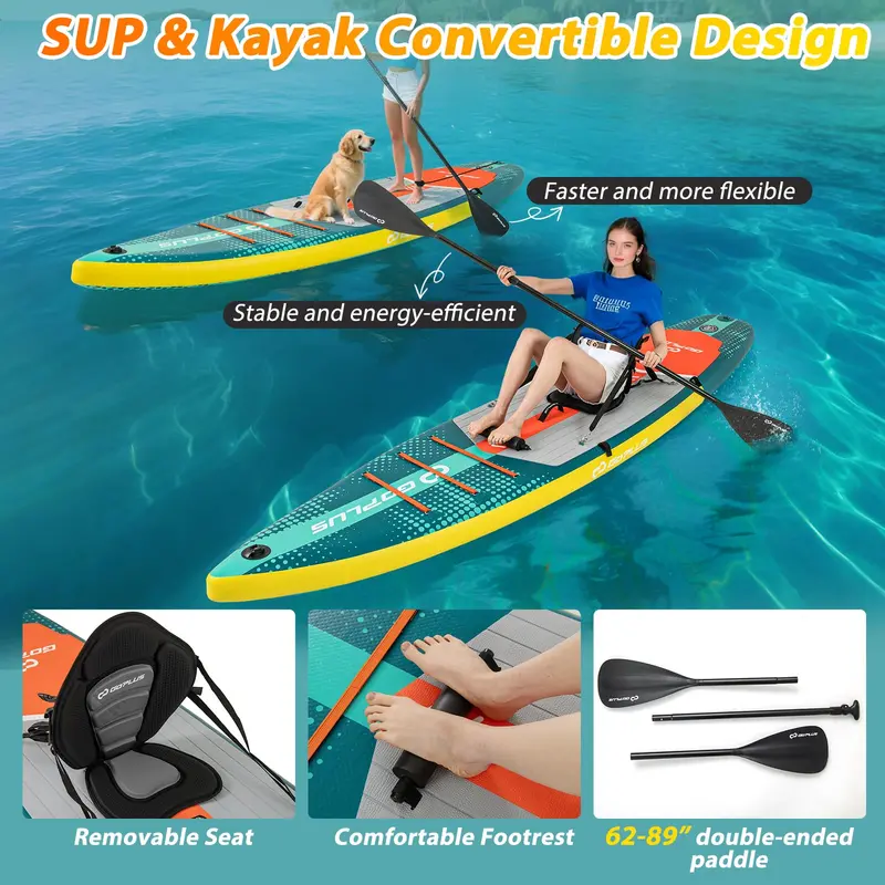 11-Foot Inflatable SUP Board for Adults – Includes Premium Kayak Seat & Carry Kit