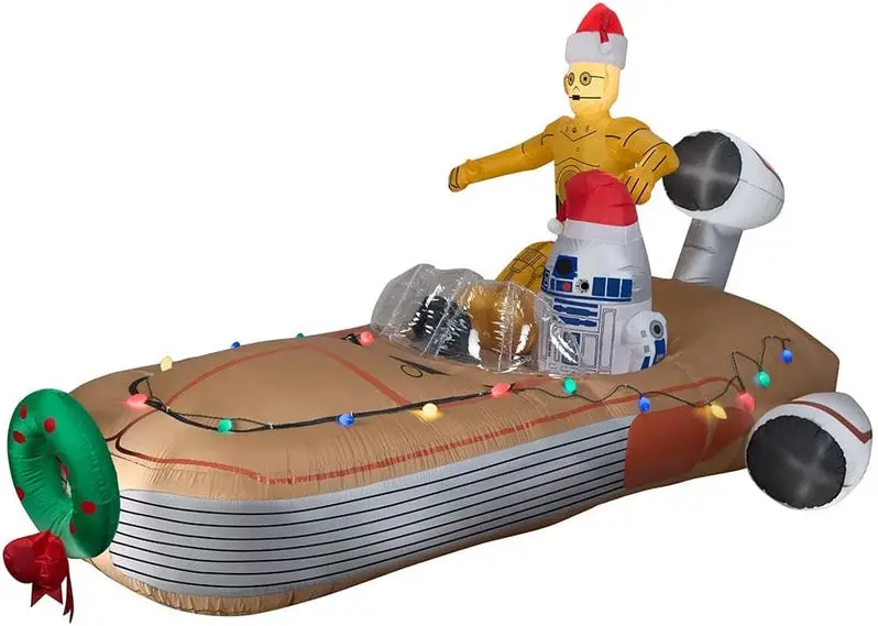 11-Inch Inflatable Star Wars Yard Decor – C-3PO & R2-D2 Land Speeder Scene