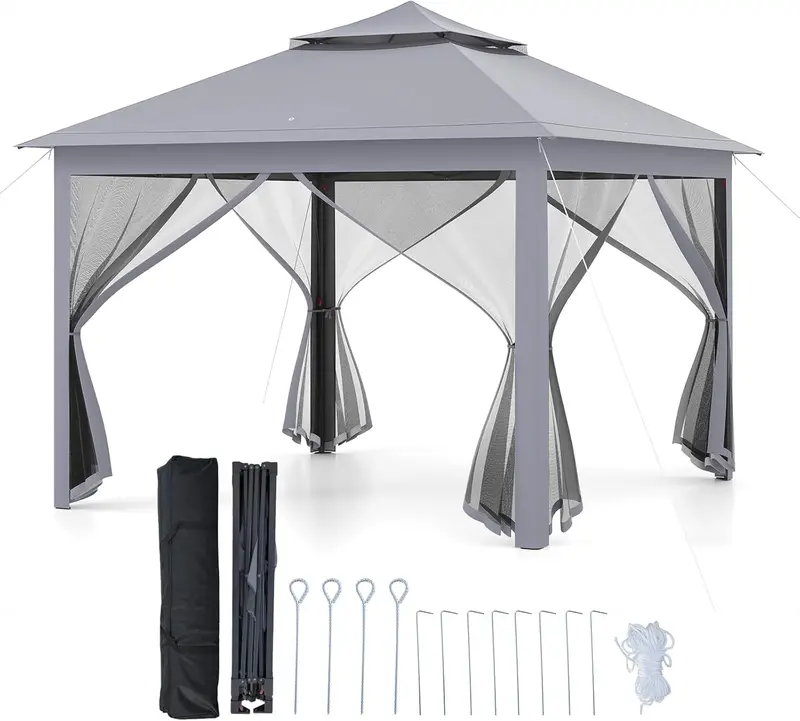 11' x 11' Pop-Up Gazebo with Mesh Sidewalls – Vented Canopy, Drainage Holes 2
