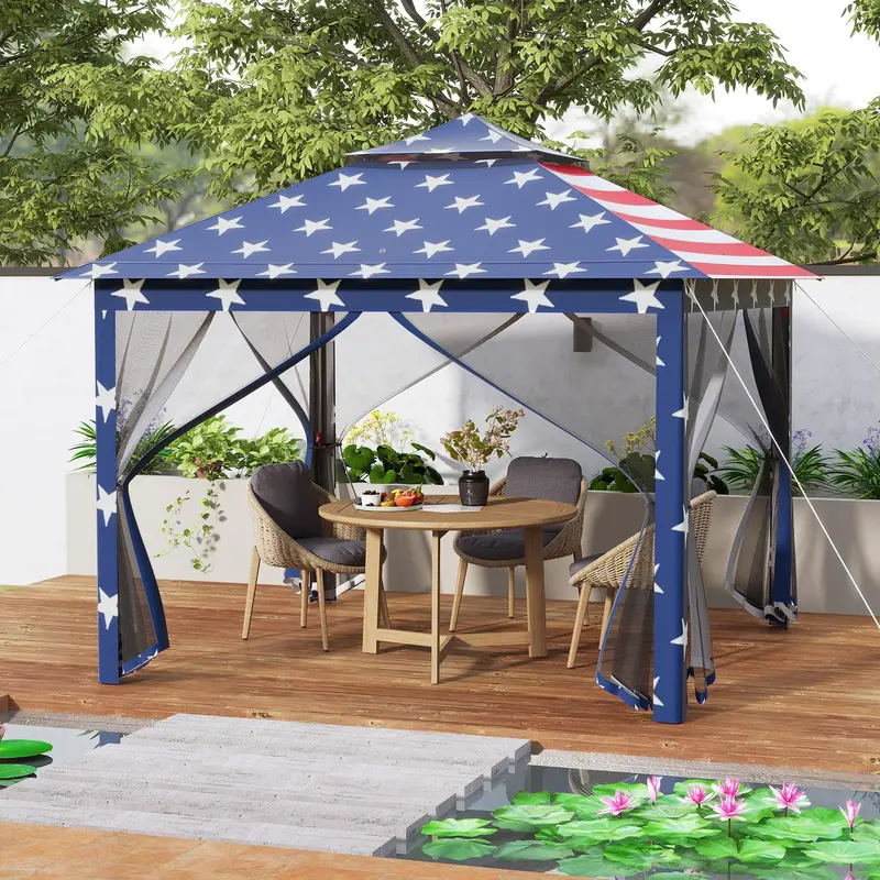 11' x 11' Pop-Up Gazebo with Mesh Sidewalls – Vented Canopy, Drainage Holes