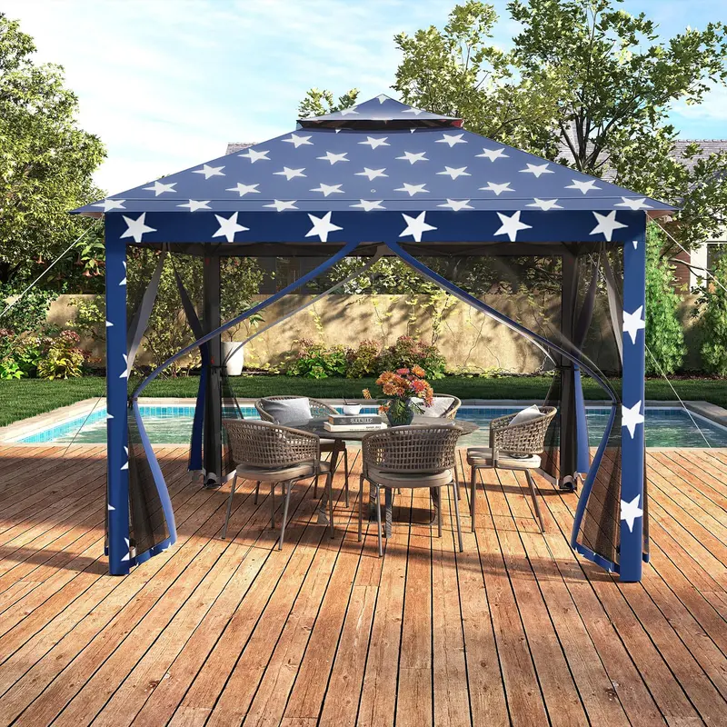 11' x 11' Pop-Up Gazebo with Mesh Sidewalls – Vented Canopy, Drainage Holes