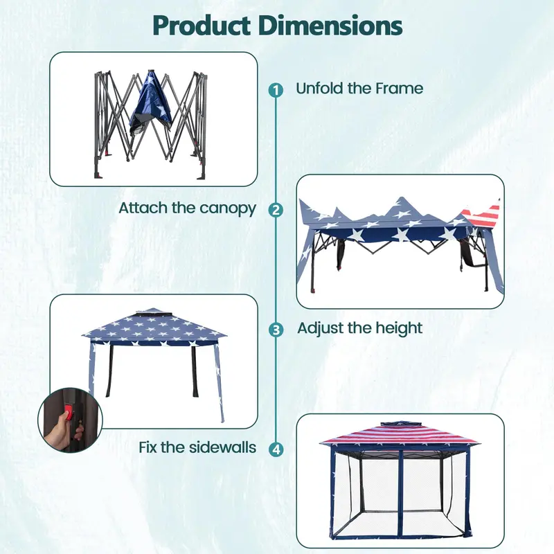11' x 11' Pop-Up Gazebo with Mesh Sidewalls – Vented Canopy, Drainage Holes