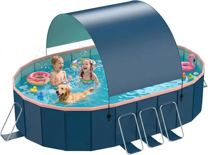 114" Foldable Above-Ground Family Swimming Pool – Portable, Durable PVC Backyard Pool for Adults & Kids (114" × 70" × 20")