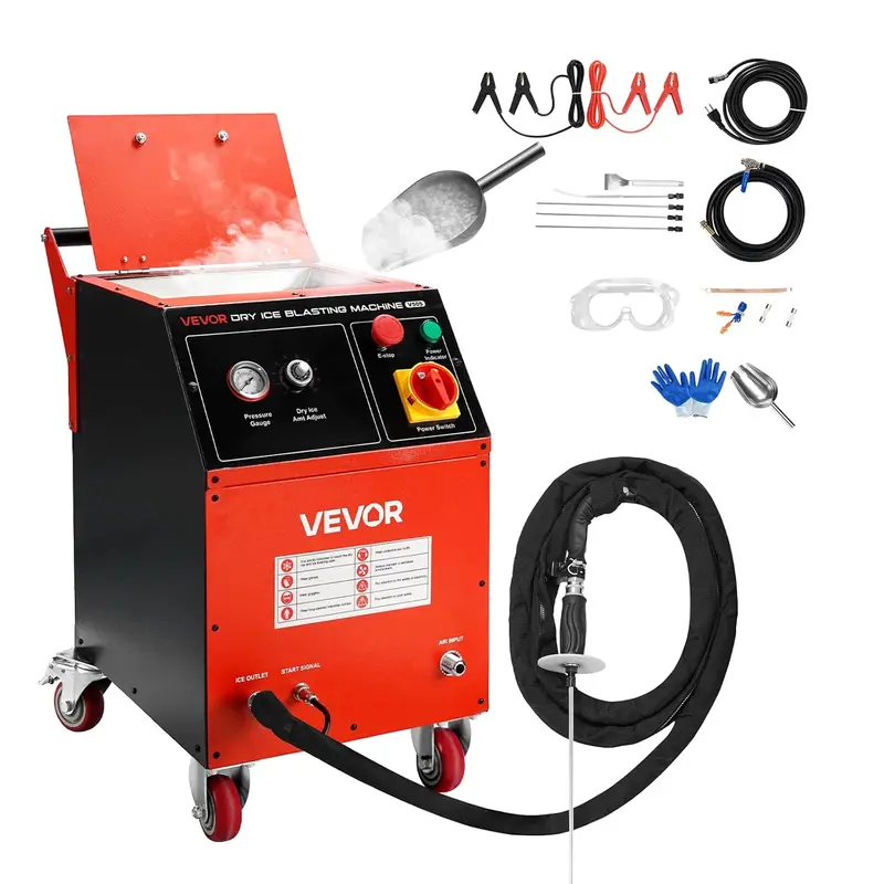 11LB Dry Ice Blasting System – Adjustable Pressure Cleaner with 4 Nozzles for Automotive, Aviation, and Industrial Use