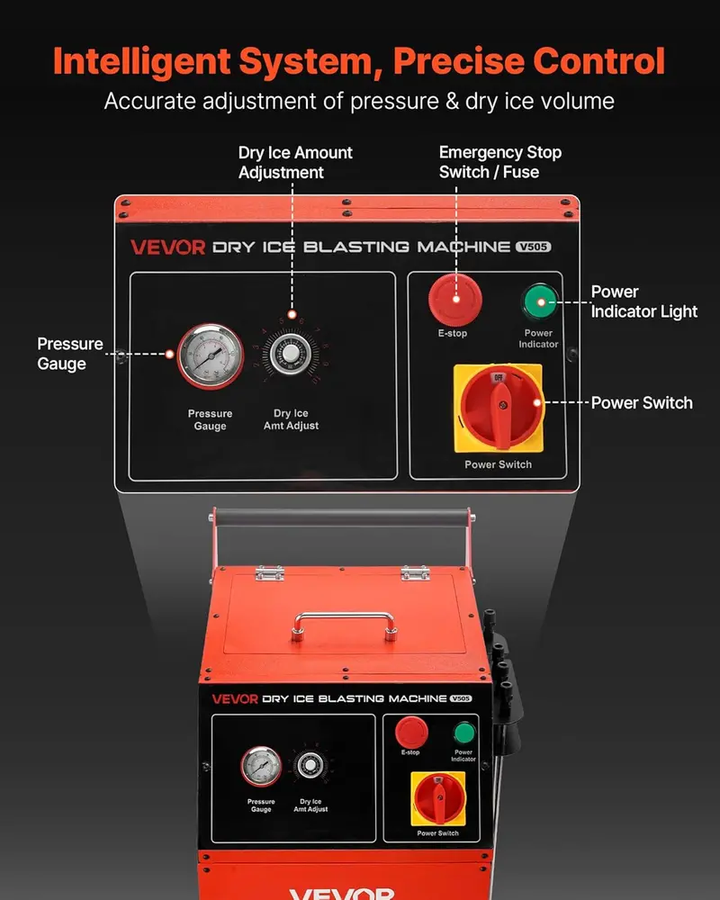 11LB Dry Ice Blasting System – Adjustable Pressure Cleaner with 4 Nozzles for Automotive, Aviation, and Industrial Use 2