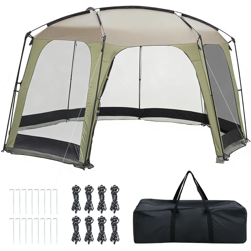12.5' x 11.7' Mesh Screen Tent – Zippered Entry, Ventilated Design, Includes Carry Bag