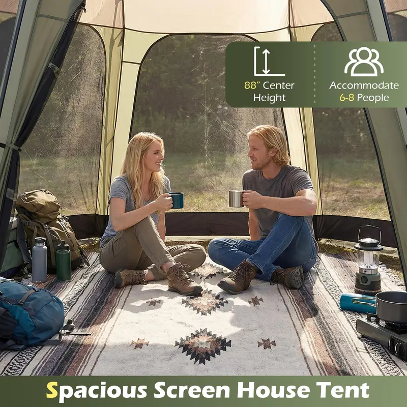 12.5' x 11.7' Mesh Screen Tent – Zippered Entry, Ventilated Design, Includes Carry Bag