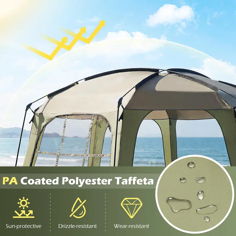 12.5' x 11.7' Mesh Screen Tent – Zippered Entry, Ventilated Design, Includes Carry Bag