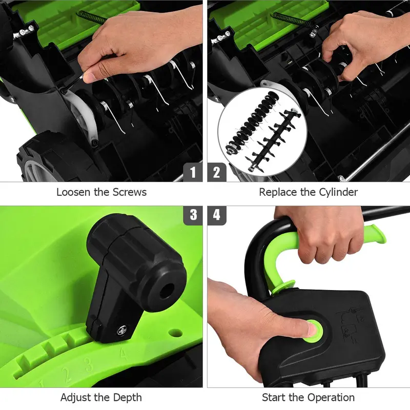 12-Amp 2-in-1 Electric Dethatcher & Weeder with Three-Position Depth Control