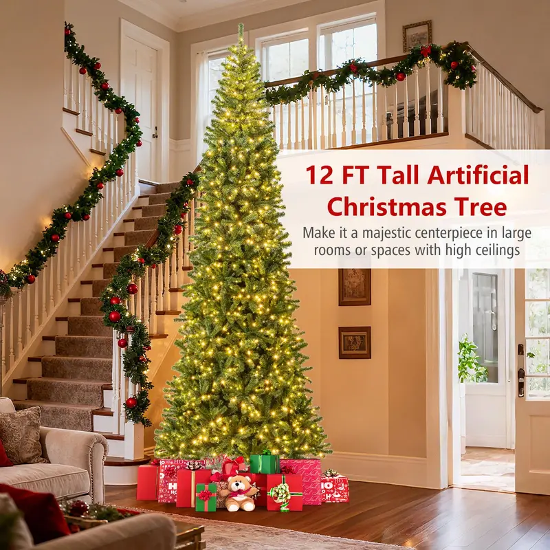12-Foot Pre-Lit Artificial Christmas Tree – Fast-Connect Power System for Easy Setup 2