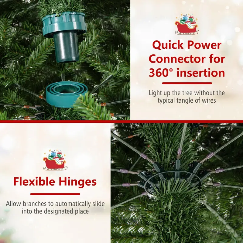 12-Foot Pre-Lit Artificial Christmas Tree – Fast-Connect Power System for Easy Setup