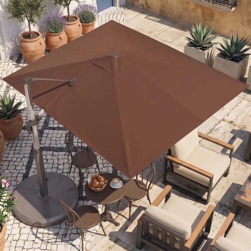 12-Foot Rectangular Cantilever Umbrella with Full 360-Degree Swivel Base and Sun Protection