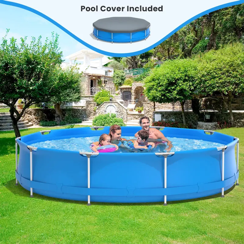 12-Foot Round Steel Frame Swimming Pool – Above-Ground Backyard Pool (30" Depth) 2