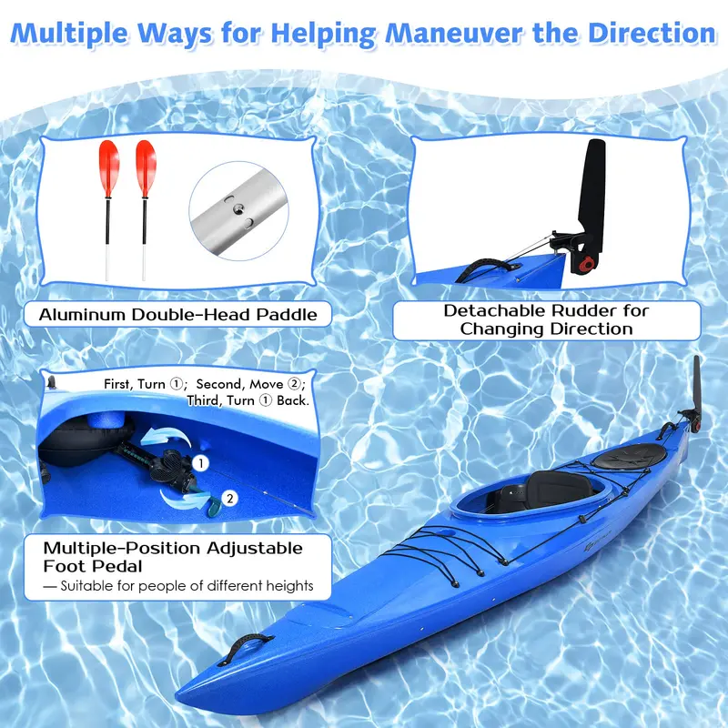 12-Foot Sit-In Kayak – Lightweight Touring & Fishing Model with Aluminum Paddle and Keel Stability
