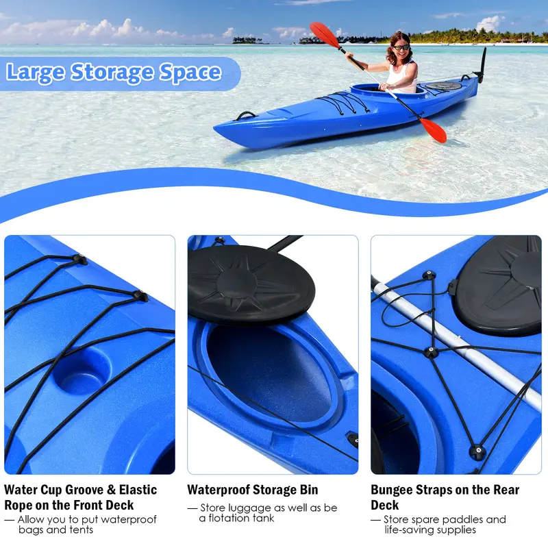12-Foot Sit-In Kayak – Lightweight Touring & Fishing Model with Aluminum Paddle and Keel Stability
