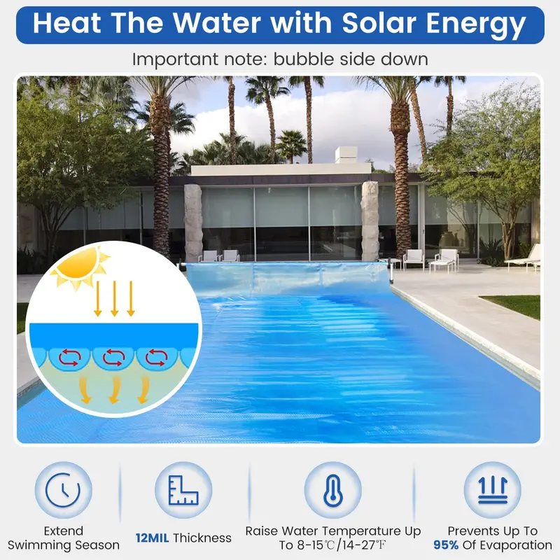 12 ft x 24 ft Solar Pool Blanket – 12-Mil Thickness with Carry Bag for In-Ground & Above-Ground Pools 2