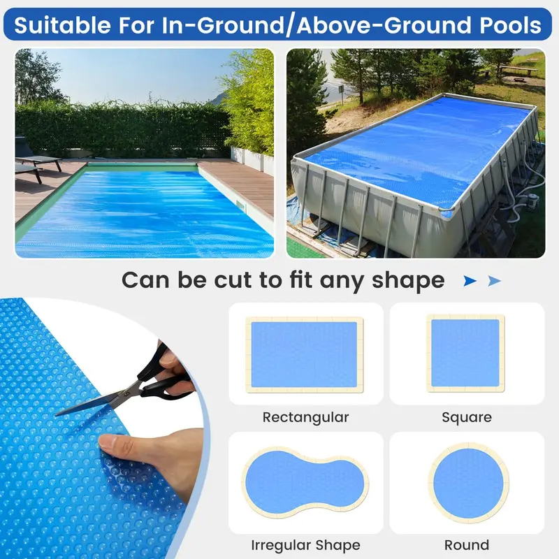 12 ft x 24 ft Solar Pool Blanket – 12-Mil Thickness with Carry Bag for In-Ground & Above-Ground Pools