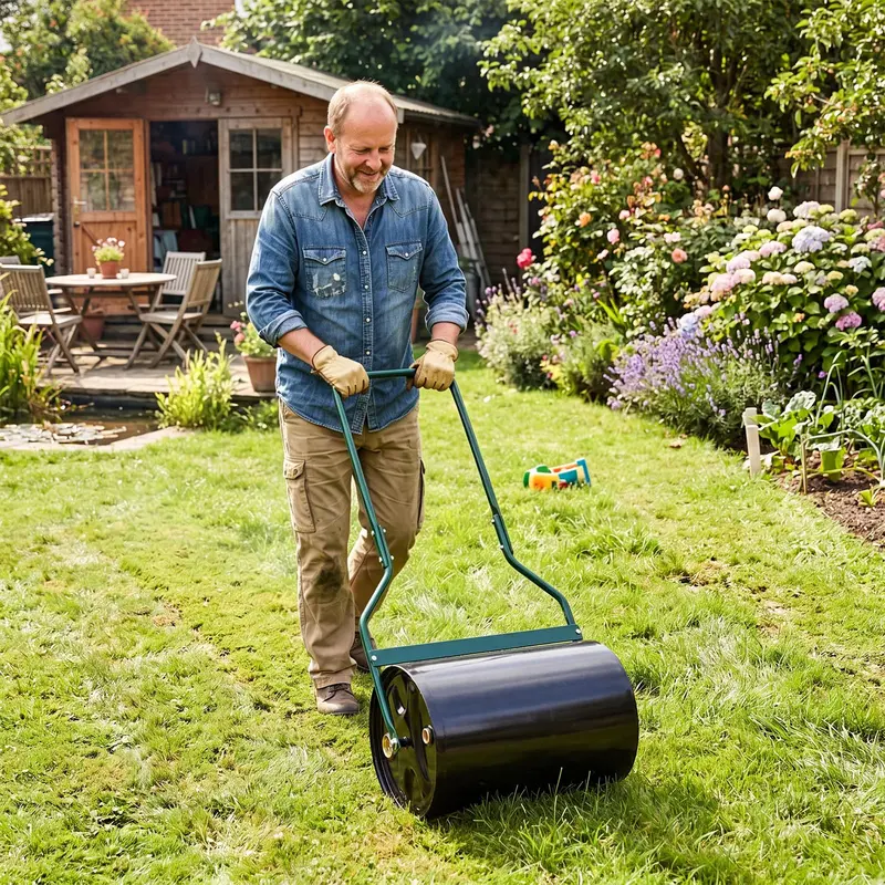 12-Gallon Lawn Roller – Water- or Sand-Filled Drum with U-Handle for Smooth Soil Compaction 2