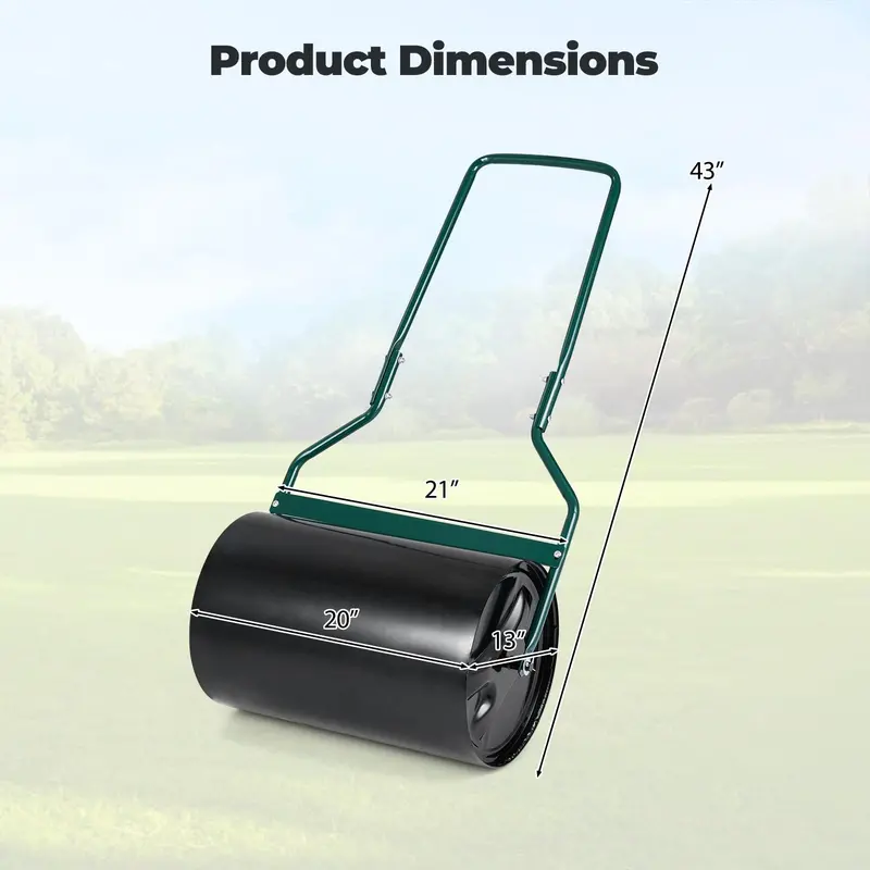 12-Gallon Lawn Roller – Water- or Sand-Filled Drum with U-Handle for Smooth Soil Compaction