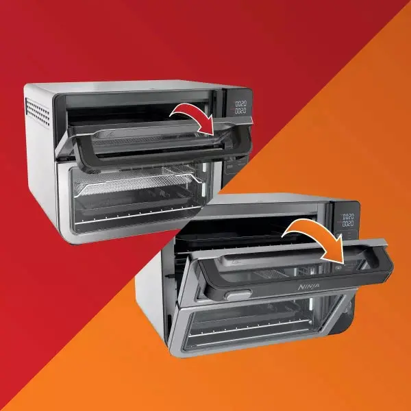 12-In-1 FlexDoor Double Oven – FlavorSeal Technology, Rapid Top Oven & Convection Air Fry Bottom