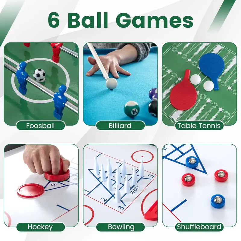 12-in-1 Multi-Sport Table: Foosball, Pool, Ping Pong, Air Hockey, Bowling, Shuffleboard, Chess, Checkers & Backgammon