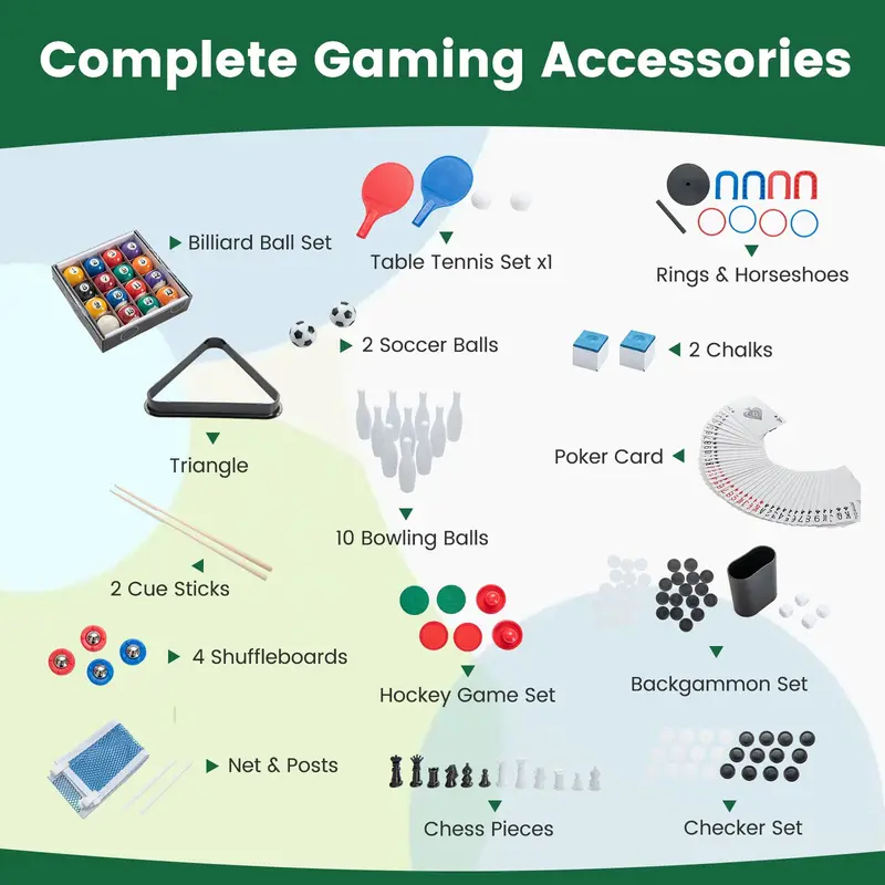 12-in-1 Multi-Sport Table: Foosball, Pool, Ping Pong, Air Hockey, Bowling, Shuffleboard, Chess, Checkers & Backgammon