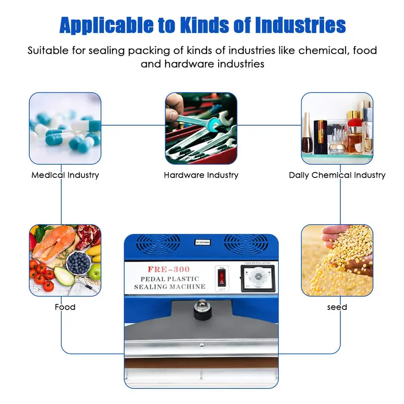 12-Inch Foot-Pedal Impulse Sealer – 110V Heat-Sealing Machine with Built-in Cutter 2