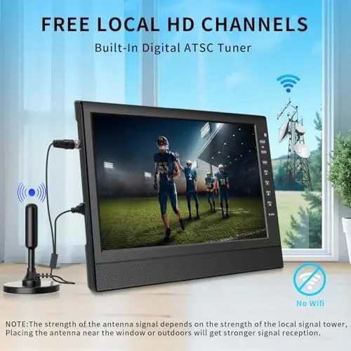 12-Inch HD Portable TV – Compact Digital Tuner with HDMI & USB Ports for RV, Kitchen, or Travel 2