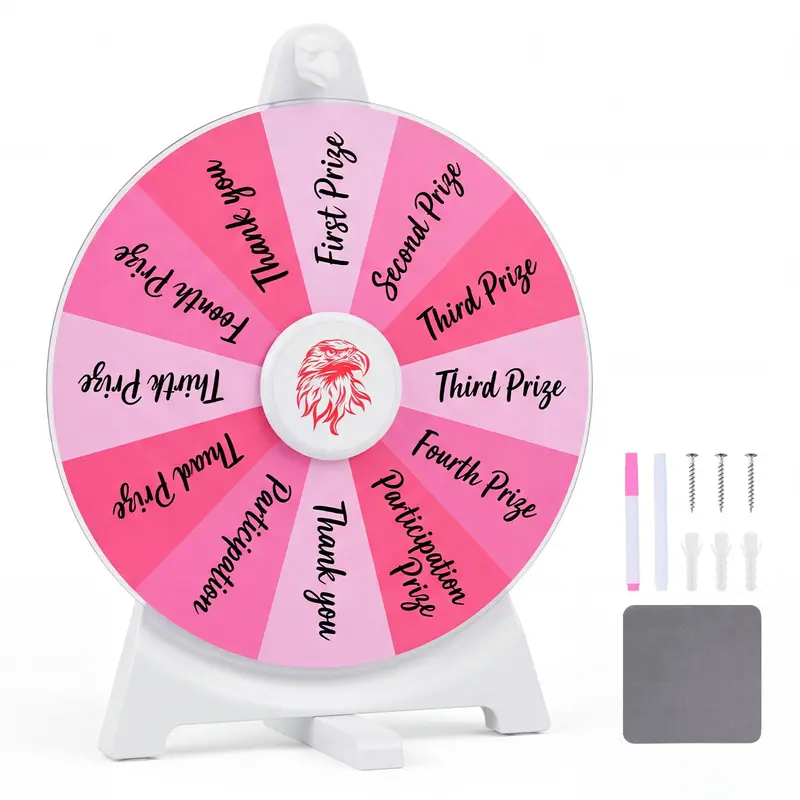 12-Inch Spinning Prize Wheel with Chalkboard Marker, Eraser, and Replacement Pointer 2