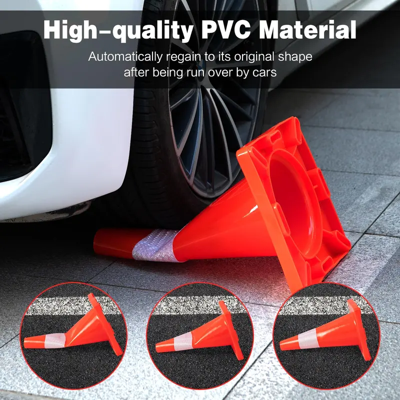 12-Pack Stackable PVC Traffic Cones – High-Visibility Safety Set