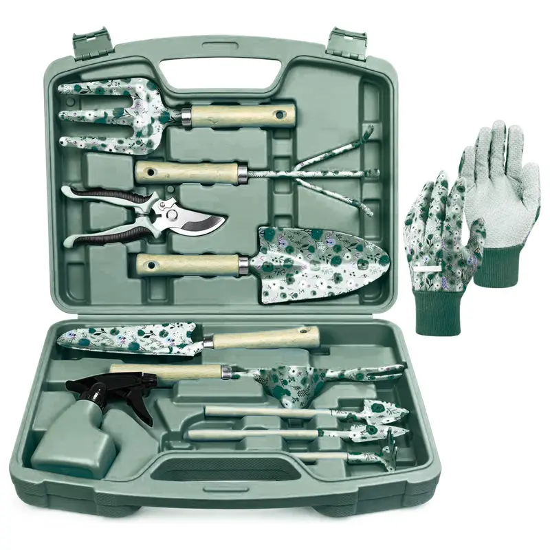 12-Piece Premium Garden Tool Kit with Durable Carry Case for Lawn and Landscape Tasks